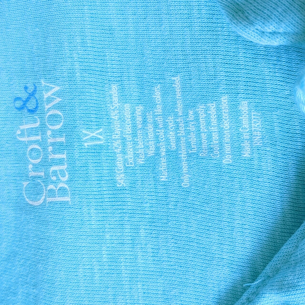 🆕 Croft & Barrow Short Sleeve Smock Top Sz 1X Aqua Halo NEW - Picture 6 of 6